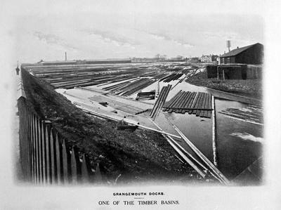 "Grangemouth Docks.  One of the timber basins"