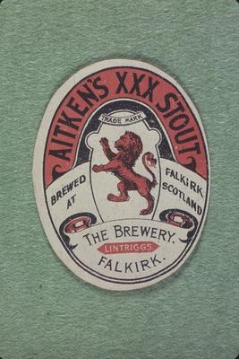 P06011; Label - 'Aitken's Stout', from Aitken's Brewery, Newmarket St, Falkirk