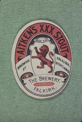 Label - 'Aitken's Stout', from Aitken's Brewery, Newmarket St, Falkirk