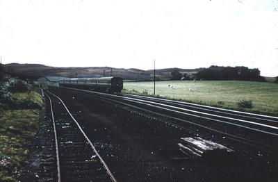 Train travelling through countryside