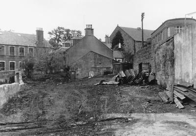 "Top level of Barr's old works site.  Burnfoot Cottage in centre"