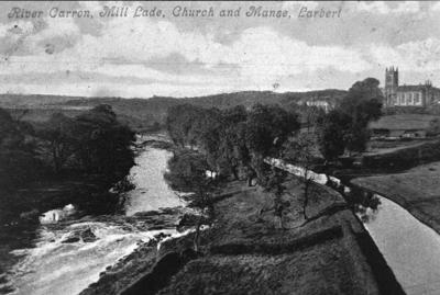P17456; "River Carron, Mill Lade, Church and Manse, Larbert"