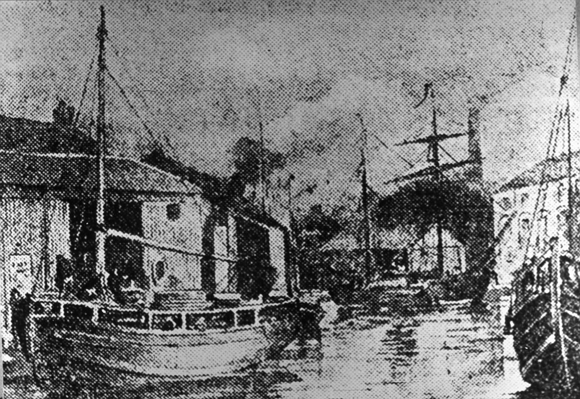 Sketch of Carron Co lighters at Carron Wharf, Port Dundas Falkirk Council