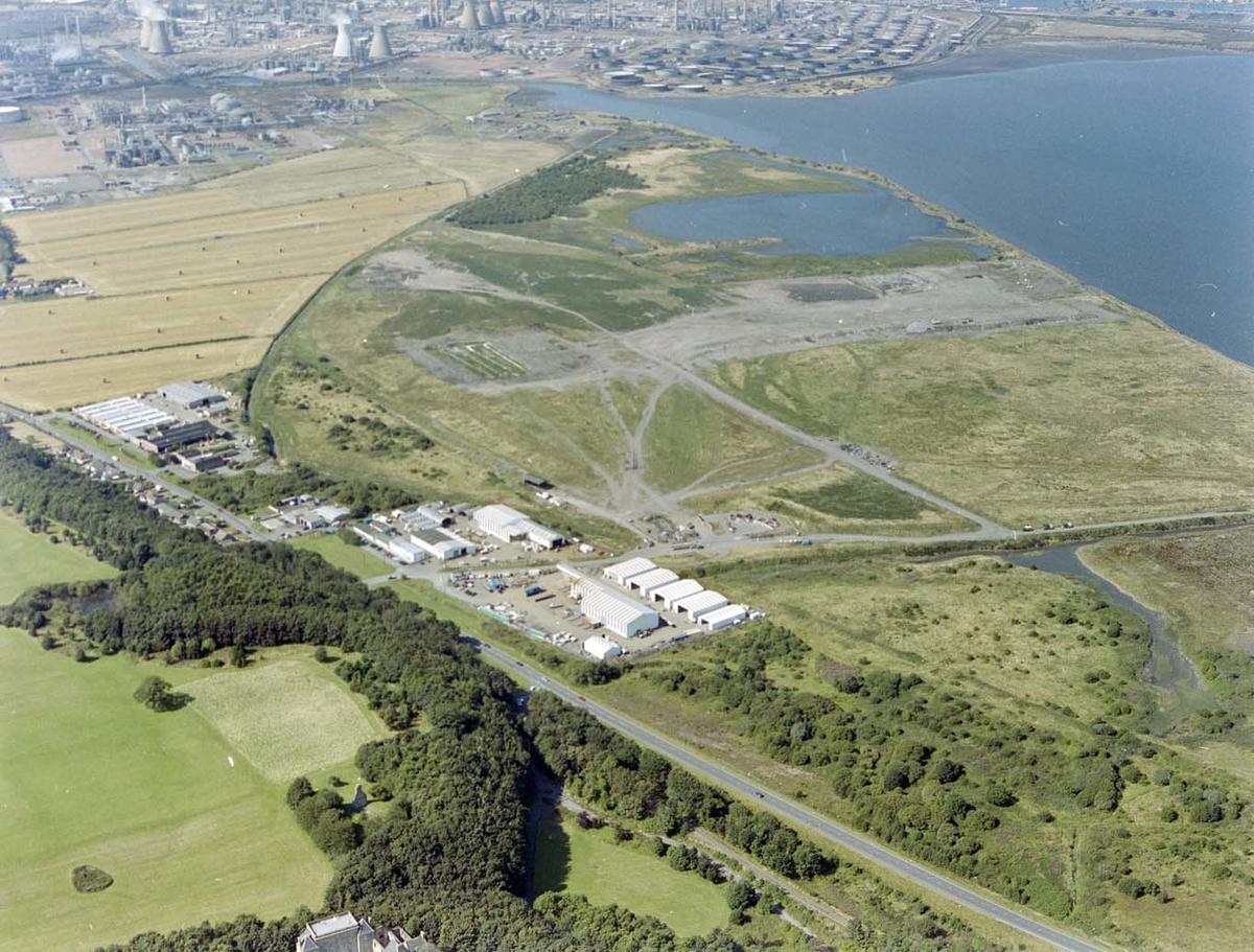 Aerial view of East Kerse Mains, between Bo'ness and Grangemouth