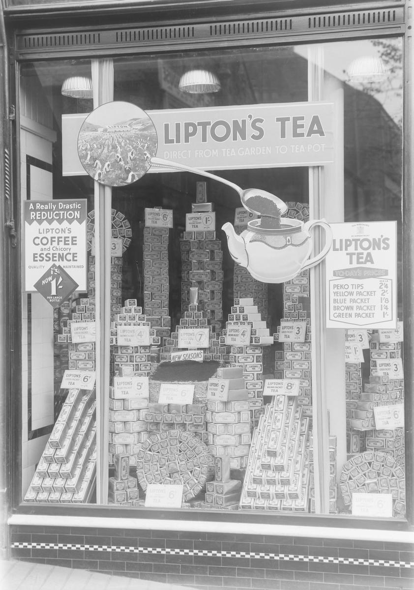 Shop display featuring Lipton's tea and coffee Falkirk Council