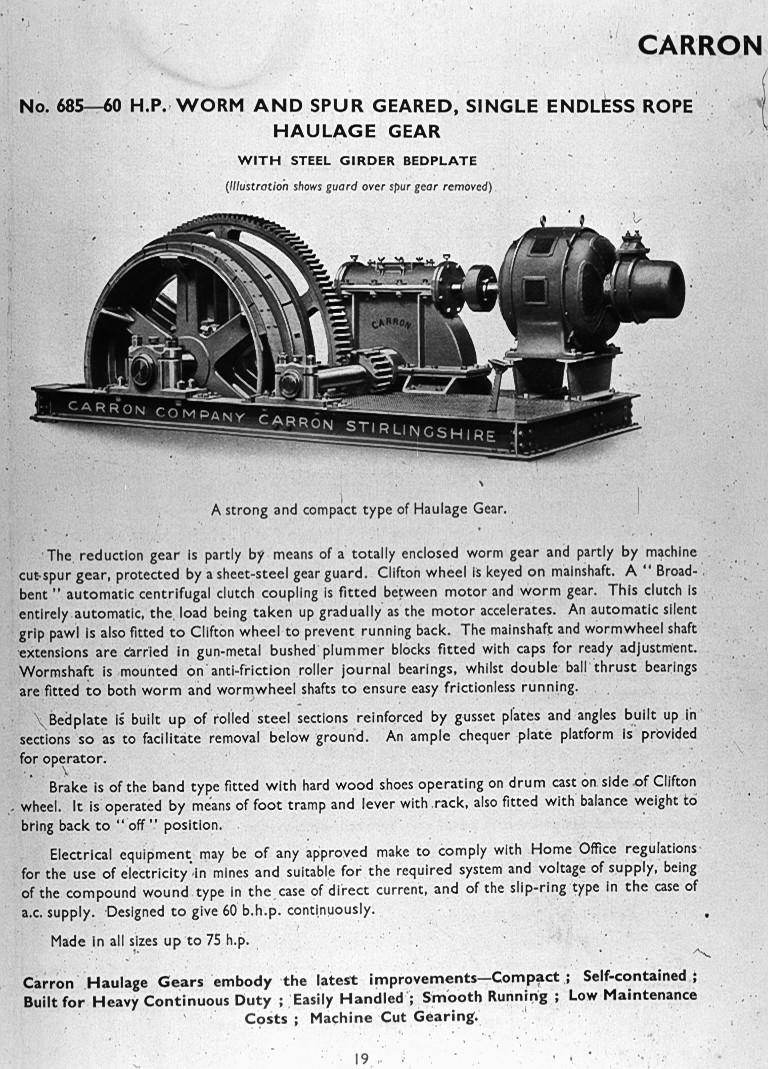 60 HP Worm and Spur Geared, Single Endless Rope Haulage Gear Falkirk