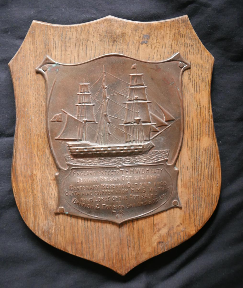plaque; commemorative (centenary of Lord Nelson's death) - Falkirk