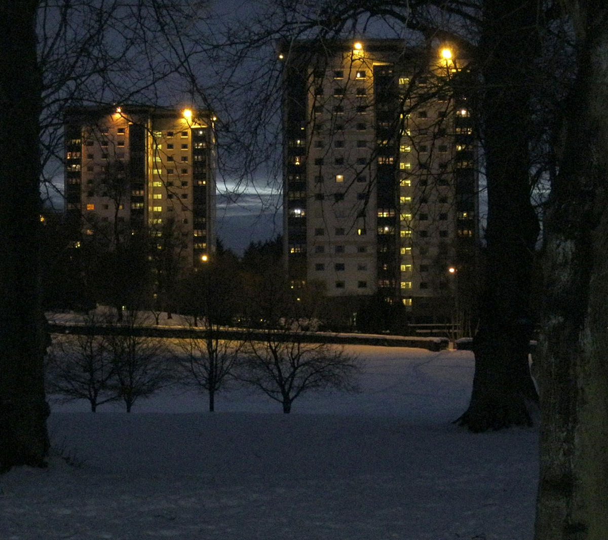 High Flats after heavy snowfall Falkirk Council