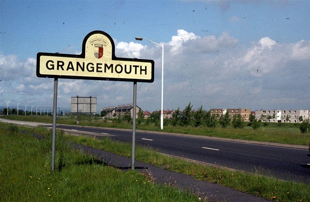 Town sign for Grangemouth on Beancross Rd, Grangemouth Falkirk Council